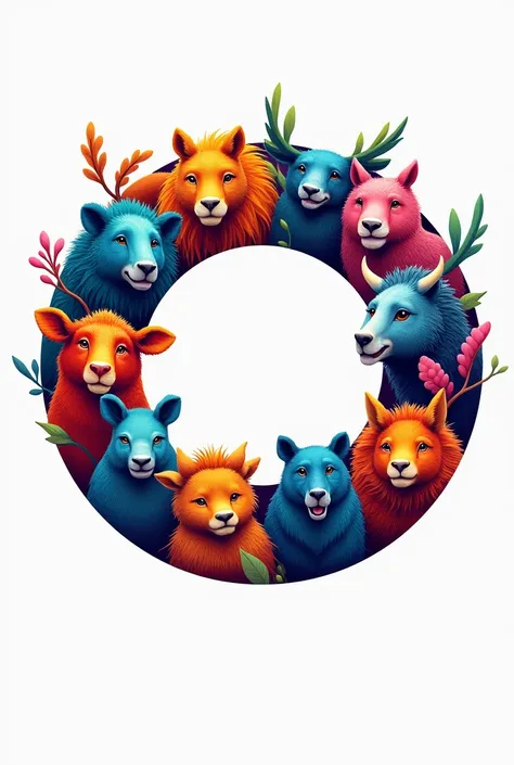 Animals logo in circle atleast 10 to 12 animals 
A little space in centre to add text
Make the animals colourful
The text space should be in a straight line 
No the earlier photo was ok.. dont change the image just the text should be between the circle..li...