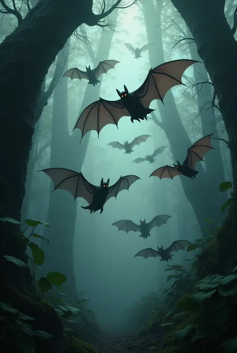 Forest bats flaying 