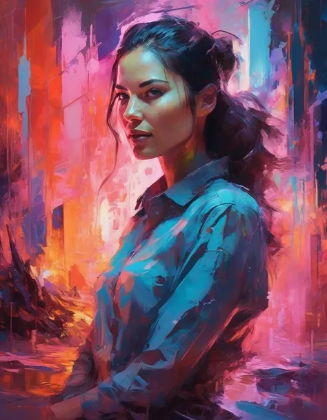 ((olvmnnpsy woman looking straight into the camera, smiling)), art: henry asencio, close-up, lava lamp captured in ultra-realist...