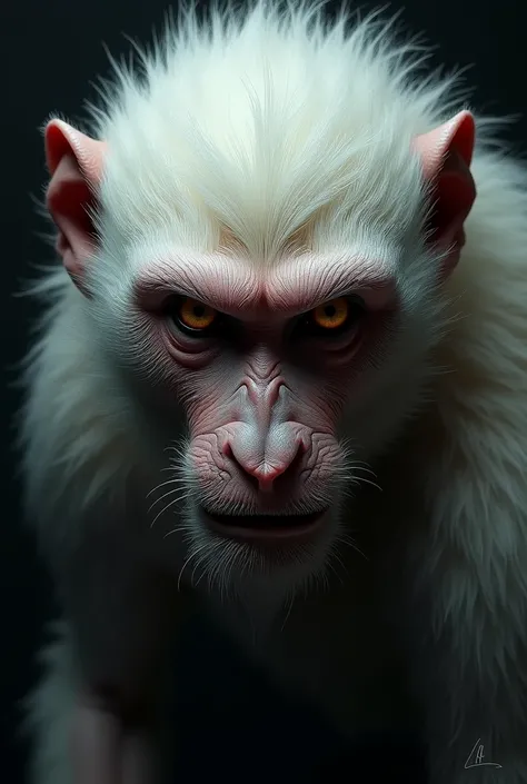 The face of the Javanese character Anoman, the white monkey, is scary and amazing with a sharp gaze, firm, and looking forward with a dark background