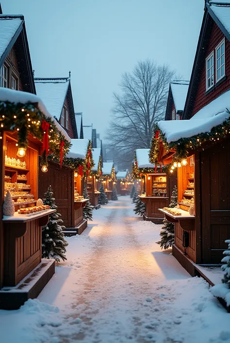 a christmas market, without people in norway
