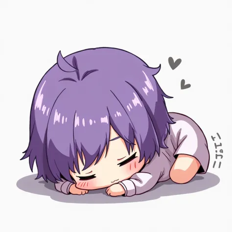 Motoko Kusanagi Purple hair Short hair Chibi character Sleeping Sleeping Face down