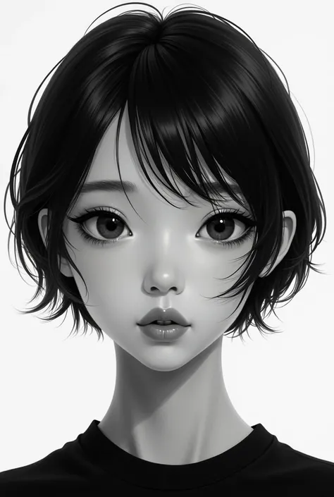 Black and white Asian short-haired girl