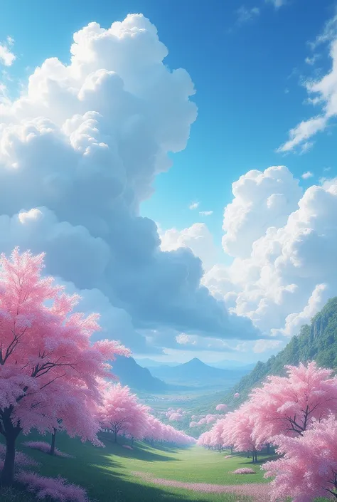 (Highly detailed CG Unity 8k wallpaper), Sky, cumulonimbus clouds and cherry blossoms


