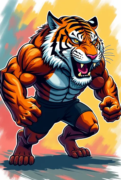 Tiger mascot drawing and color 