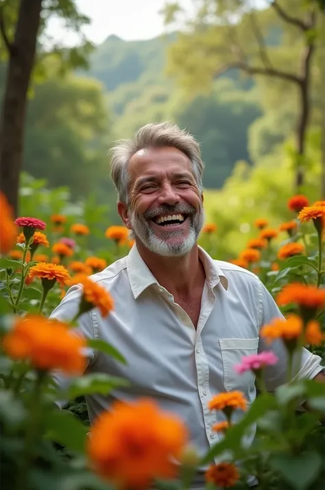 exited man with lovely background
