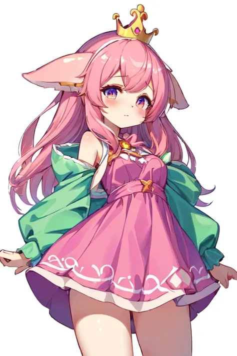 drawing of a girl in a dress with a crown on her head, humanoid pink female squid girl, full color drawing, colored drawing, absurdist wiggly blob in a dress, y 2 k cutecore clowncore, annie from league of legends, marin kitagawa fanart, vi from league of ...