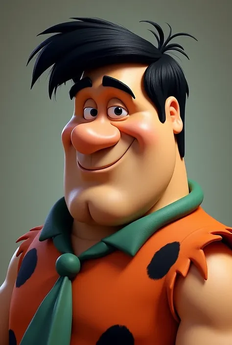 Fred Flinstone , handsome , black hair , super realistic