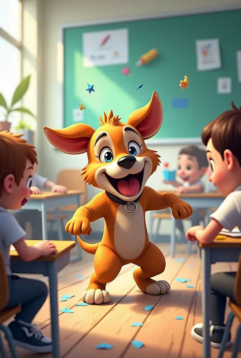 Dog cartoon Mascot... Fighting in class 