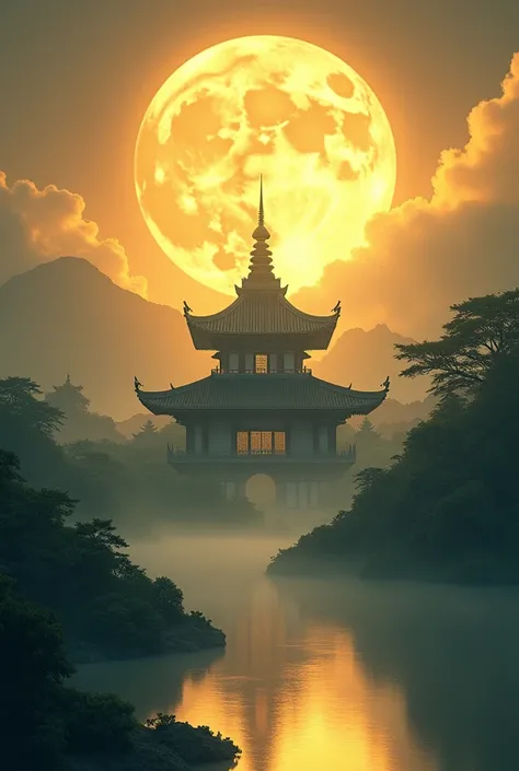 Honey full moon of Buddhist temple 