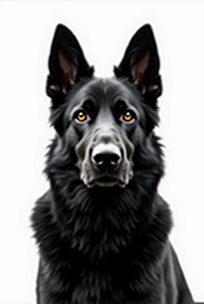 Face of a black German Shepherd dog. white background