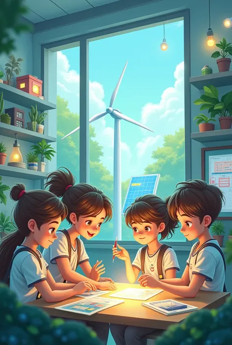 Exploring the world of renewable energy, school, science, students, modern