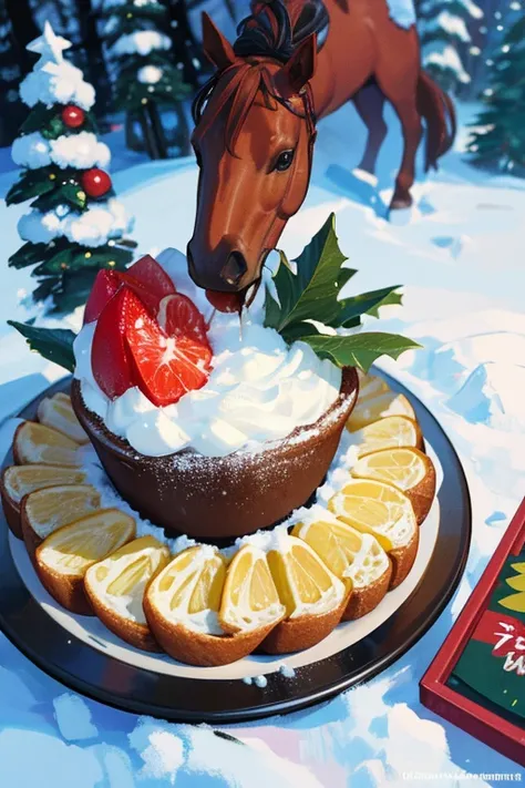 Christmasケーキを食べてる馬　Christmasでケーキを食べるThoroughbred　Christmasでケーキを食べる馬　A horse is drinking water　　Night snow scene、Powder snow is flying　Horse Center　　Horse drinking water　Close up of a horse&#39;s face　Christmas　Christmasパーティーをする馬たち　Christmasの夜　A horse dress...