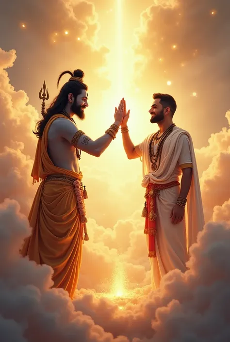 Lord Shiva giving hifi to Virat kholi in heaven while god is tweaking