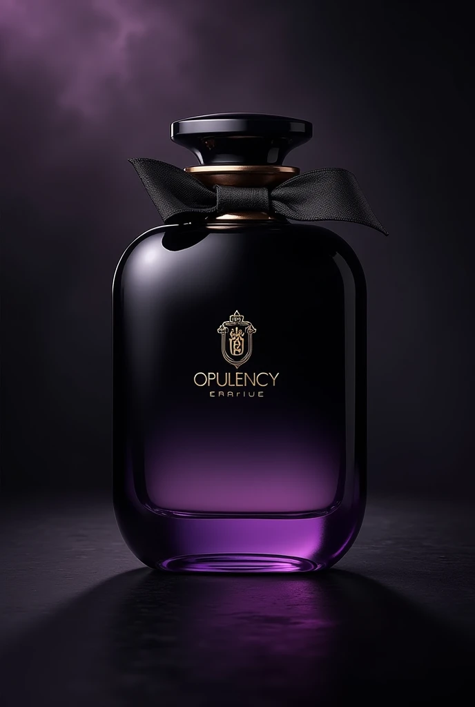 Make a perfume with a subtle and elegant smell, Name black orchid, black bottle with purple tones, marca OPULENCY 