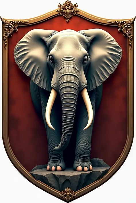 Logo of an elephant on a shield


