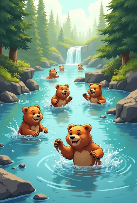 Coloring pictures.30 pictures of bears playing in the water