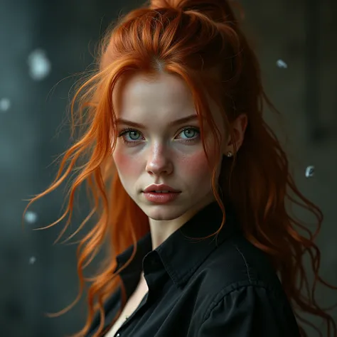 (solo, full body photo:1.3), (action packed:1.3), (haze, fog, mist:1.3), chiaroscuro, best quality, photorealistic, 1woman, (cute), (24yo:1.2), redhead, long ginger hair highly detailed, 1700S, digital photography, art by artgerm and ruan jia and greg rutk...