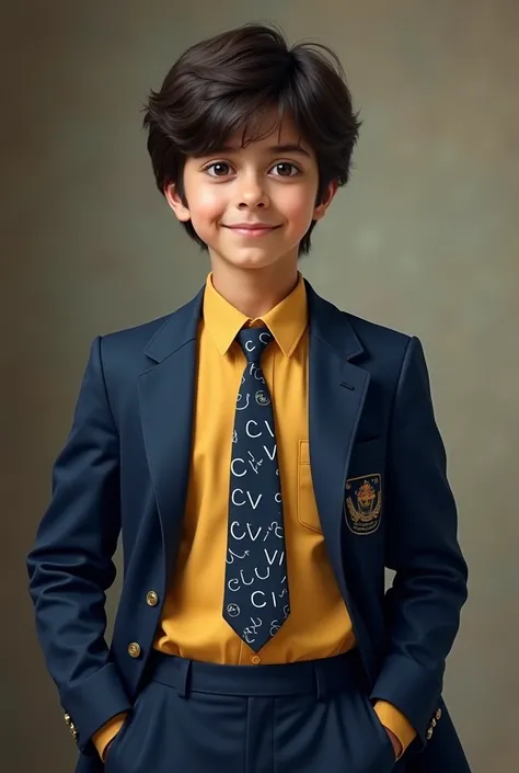 Make my image, I look like srk my neighbours says me,I have korean and straight hairs that cannot be have volume,i wore my school dress ;navy blue pant,golden yellow shirt ,navy blue tie and on tie there is written lot of C.V.S I slanted and navyblue blaze...