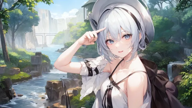 Ultra HD,Look at the viewers, and, 20 years old, 非常にShort Hair, Long bangs between the eyes, Pale blue eyes, Very detailed,(masterpiece、Best Quality),Gray Hair、Laughter、wonderful, Silver Hair, iris, Short Hair、Small face、明るいsmile、(Detailed face) ,Professio...