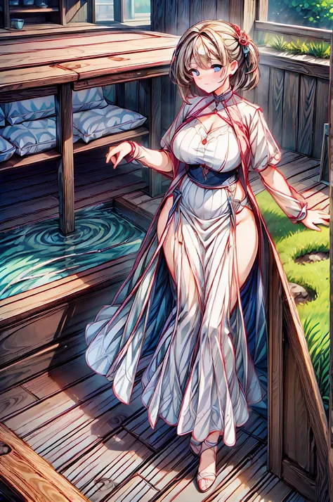 ((((masterpiece)))), ((((Best Quality)))), High resolution,4K,8k,whole body,fine grain,Detailed face,woman,,Curvy,High resolution,Long skirt