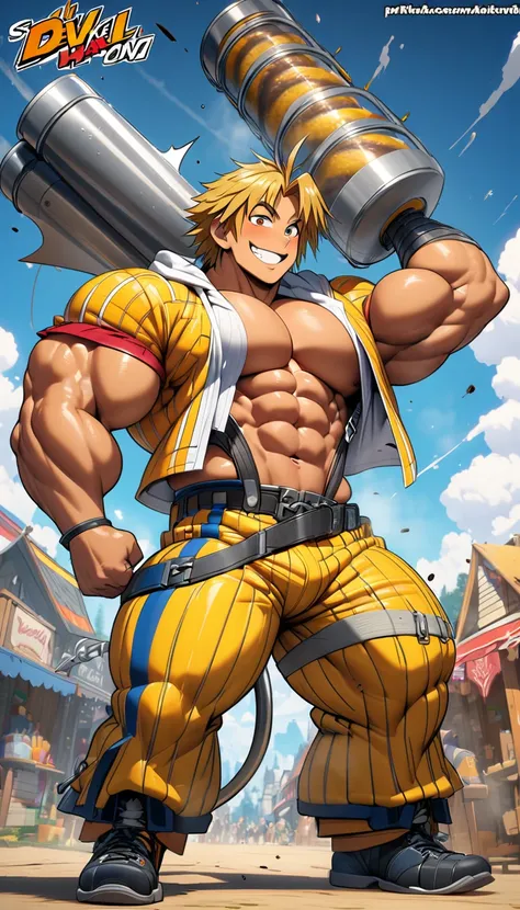 highest quality,huge muscles,full color,tidus,massive ,smile wickedly,open shirt,shake hard,devil&#39;s wings and tail,normal po...