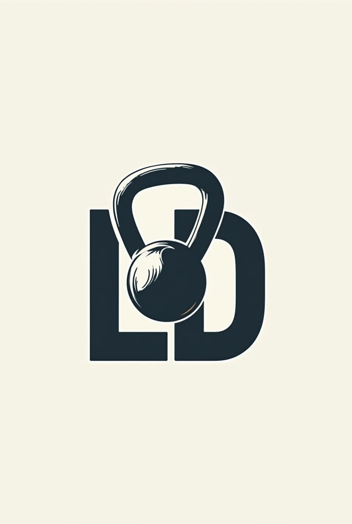 Logo with initials LD aimed at personal trainer with kettlebell linked in the letters