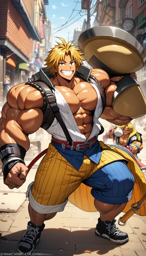 highest quality,huge muscles,full color,tidus,massive ,smile wickedly,open shirt,shake hard,devil&#39;s wings and tail,normal po...