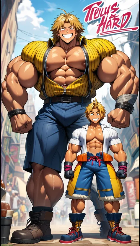 highest quality,huge muscles,full color,tidus,massive ,smile wickedly,open shirt,shake hard,devil&#39;s wings and tail,normal po...