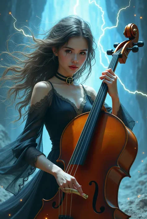 A woman with lightning colored hair who plays the cello
