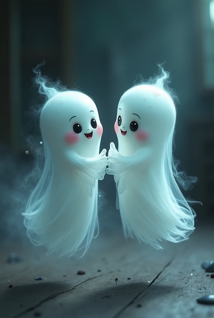 2 cute ghosts thinking 