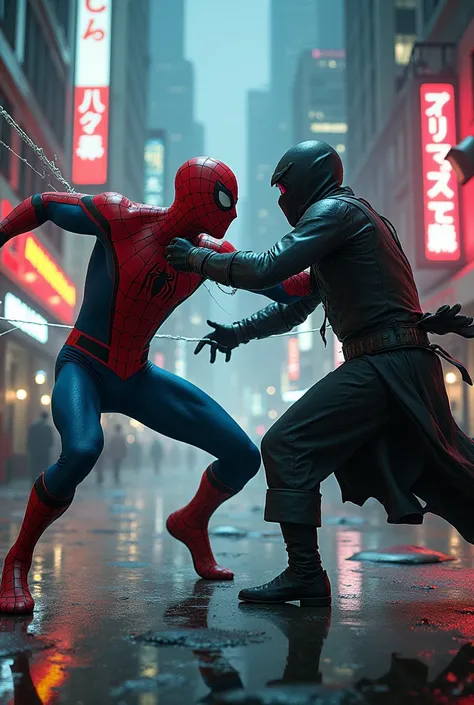 Spiderman vs acid ninja villain