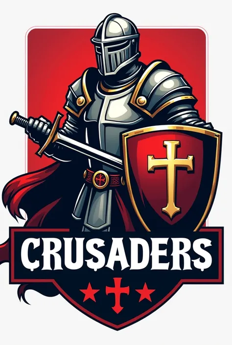 Crusader football logo red white with lettering 