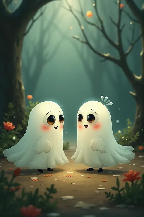 2 cute ghosts talking 