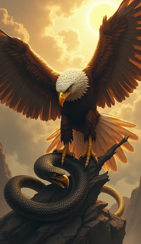 An eagle facing a snake High resolution, best quality, detail, 