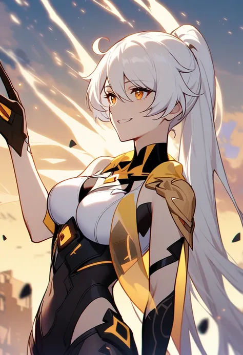 One girl, Kiana Kaslana (Lord of the End), Honkai Impact 3, ponytail, smile