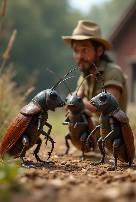 3 Cockroach and farmer face to face talking 