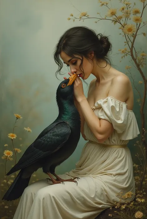 A woman uses her skillful hands and lips to lift a crestfallen"rotten bird"Blowing to the point of fluttering.