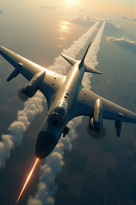 A bomber plane in full flight with its bomb trajectory that must fall on a physical point 