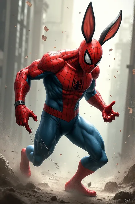 Spiderman transformation into cut rabbit