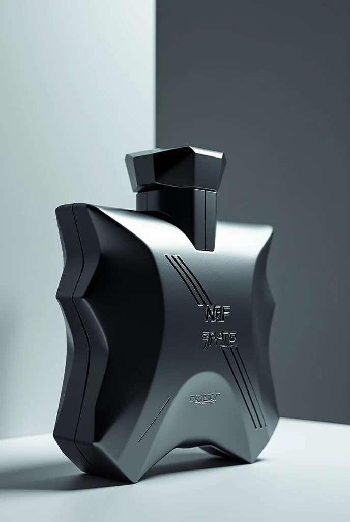 A turbo-shaped perfume bottle with a slogan turbocharging your masculinity