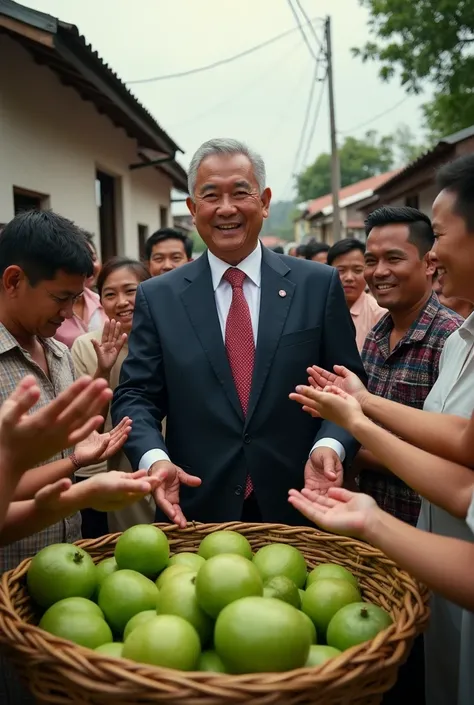 A president giving away tayotas to the poor
