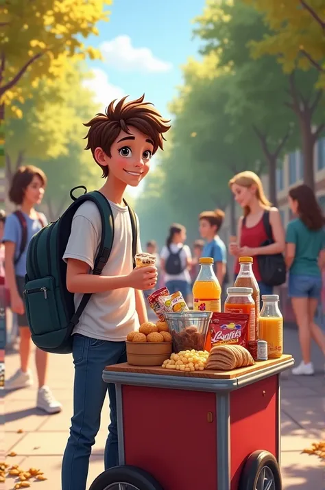 Student at a school selling snacks 