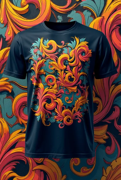 screen print for tee shirt, without tee shirt, only print, mens style. 
there is no one in the picture,with back groud baroque, using different color