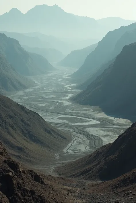 the destruction of Cerrejón by the exploitation of the coal mine, without mountains around, all flat