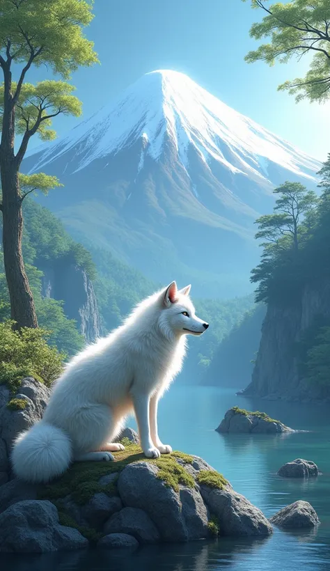 Bright and mysterious Japanese landscape、Mountain、White Fox、Real、photograph