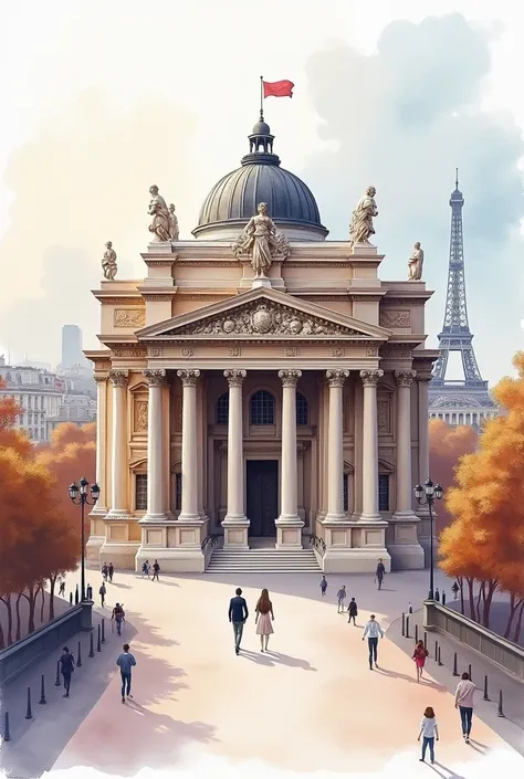 The opera of Paris in watercolor
