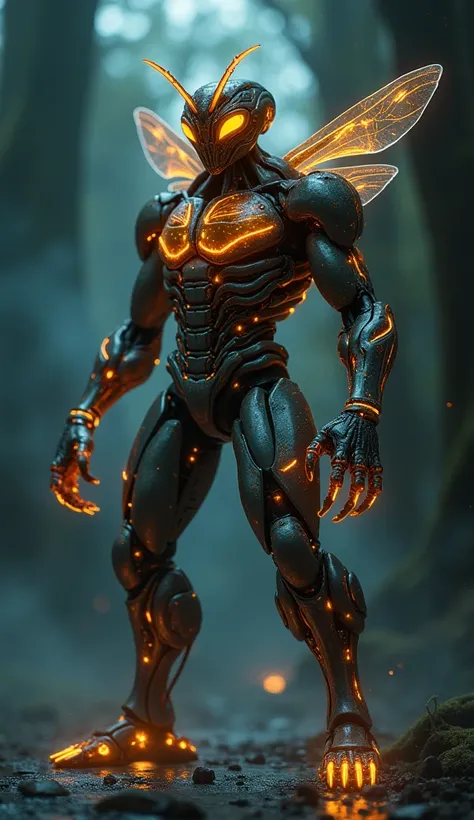 Firefly Man, a composite monster of a human and a firefly, Shocker monster, no nude, high resolution, masterpiece, Best Quality, High-resolution model, High detail, Very detailed, 3D Rendering, 