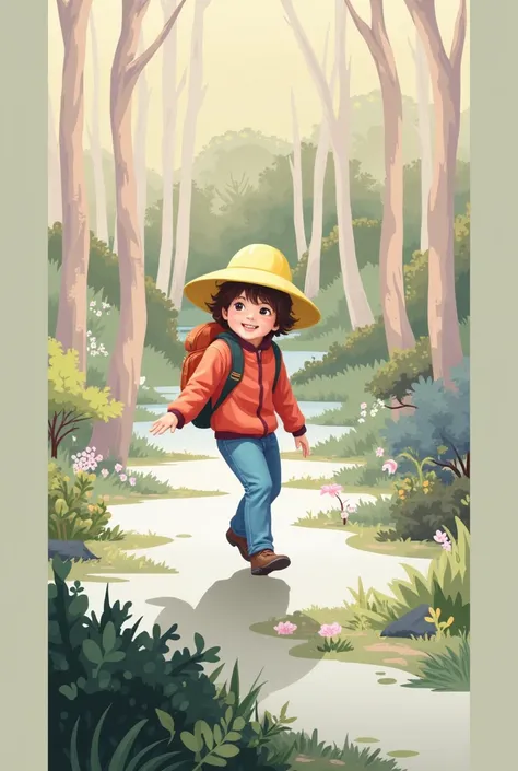 There is a  playing in the forest., lovely digital painting, expressing joy. by Krenz Cushart, art at artstation, Happy child, enjoying a walk in the woods, Inspired by Goro Fujita, by Yeong-Hao Han, Jaeyeon&#39;s name, inspired by Yeong-Hao Han, by Kim Eu...