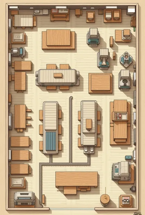 Step-by-Step Guide to Plant Layout for Wooden Dining Tables:
Entrance/Receiving Area (Left or Bottom Left Corner):

Purpose: Where raw materials (wood, screws, glue, varnish, etc.) are delivered.
Size: Medium-sized space for forklifts and trucks to drop ma...